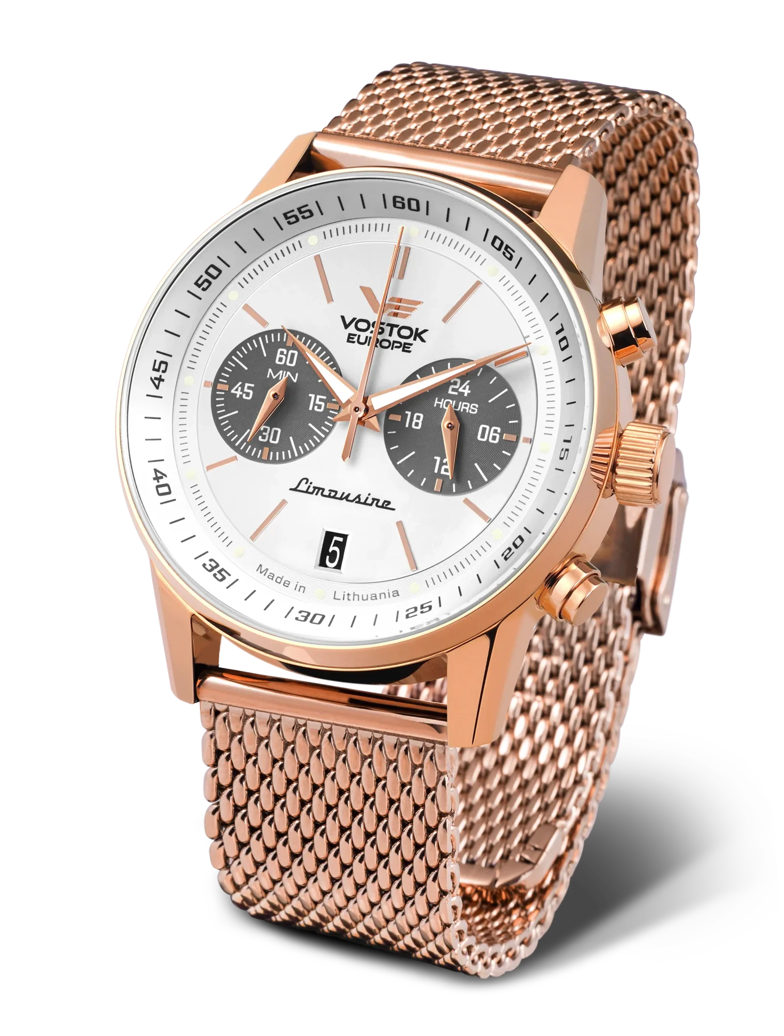 VK64-560B692 Set with the Rose Gold PVD Stainless Steel Mesh bracelet