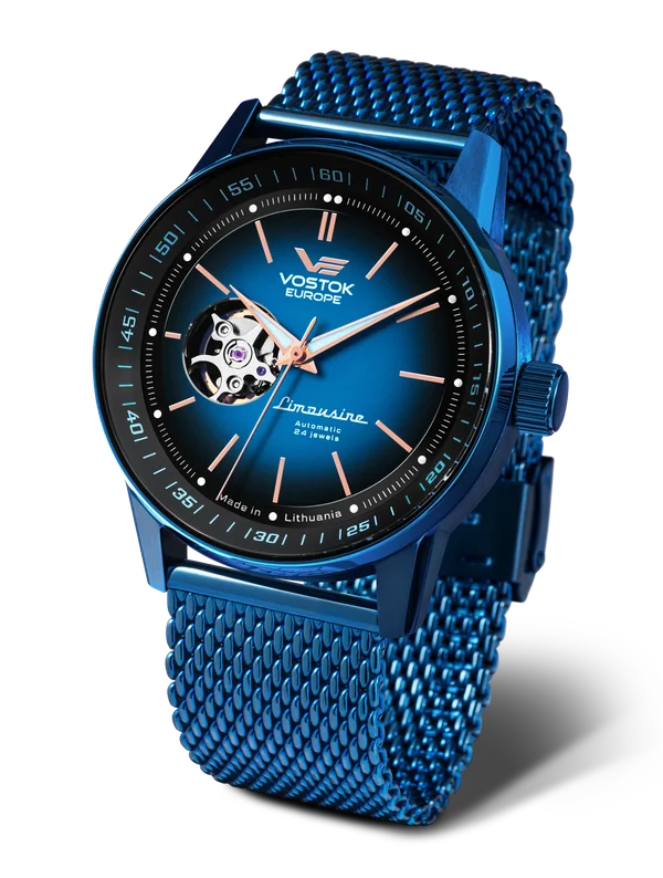 NH38-560D681 Set with the Blue PVD Stainless Steel Mesh bracelet